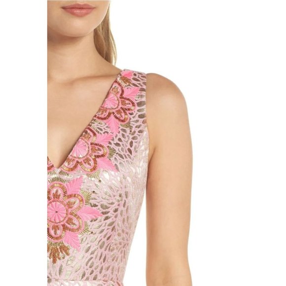 LILLY PULITZER Elaine Pink Tropics A Line Dress Size 2 NEW - Picture 3 of 5